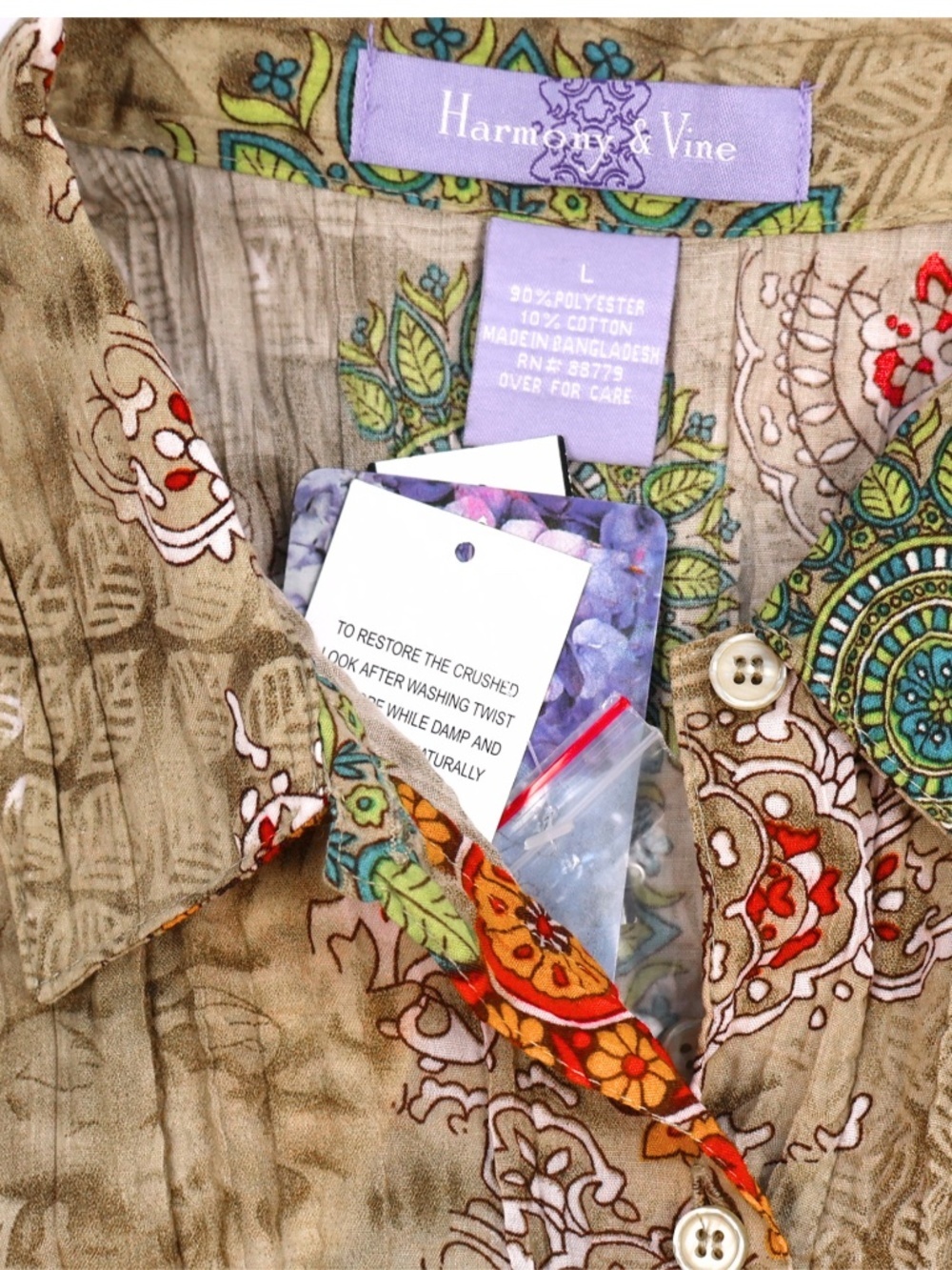 NWT Harmony & Vine Printed Tank Top Size L Boho Chic Sleeveless Blouse - Picture 5 of 7